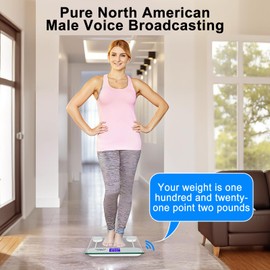 Lenporl Talking Scales for Body Weight with Pure North American Male Voice,Highly Accurate Talking Bathroom Weight Scale with Large LCD Screen,Talking Scales for Visually Impaired and Seniors, 440Ibs