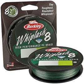 Berkley Whiplash 8 Braided Fishing Line - 100% Dyneema 8 Strand Braid for Saltwater and Freshwater Fishing, Green, 12.9kg | 28lb| 300m