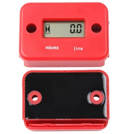 Digital Hour Meter Timer Waterproof LCD Digital Display Engine Hour Counter for Motorcycle ATV Mover - Red