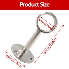 AUXBC 2PCS 3/4 Inch Curtain Rod Holder Bracket, Ceiling Mount Wall Mounted Shower Curtain Rod Holder, Stainless Steel Closet Rod Rail Bracket Flange Rod Holder, Brushed