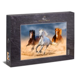 Ulmer Puzzleschmiede - Puzzle "Queens of the desert": 1000 pieces jigsaw puzzle - Powerful Arabian horses racing in the desert