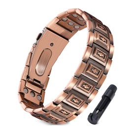 Jecanori Copper Bracelet for Men with 3800 Gauss Magnets,Magnetic Cross Bracelets for Men,Adjustable Length with Sizing Tool