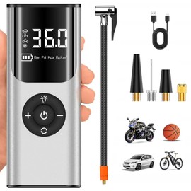 Portable Air Compressor Tire Inflator,150PSI&5000mAh Portable Air Pump, Accurate Pressure LCD Display, 4X Fast Inflation for Cars, Bikes & Motorcycle Tires, Balls