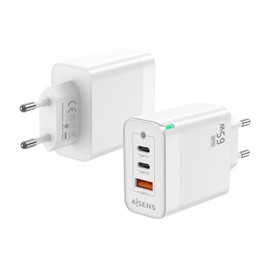 AISENS - ASCH-65W3P007-W - Charger GAN 65W, 2XUSB-C PD3.0 QC4.0, 1XUSB-A QC3.0, White