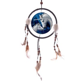 Puckator Dreamcatcher Sacred Love Unicorns-Lisa Parker-16cm, Fabric/Feathers/Plastic, Black, One Size, Mixed, Height Width 16cm Depth 0.5cm