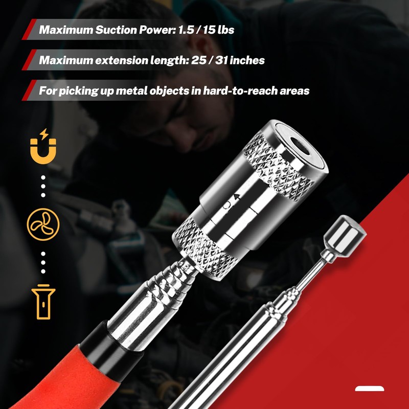BILITOOLS 6 Piece Telescoping Magnetic Pickup Tool Set, Extendable Mechanic