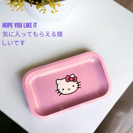 Pink Rolling Tray Anime Rolling Tray Anime Ash Tray for Girls Premium Metal Tray Gold Plating Pink Pink Jewelry Tray Anime Decorative Tray Pink Serving Tray Anime Table Tray (CAT L)
