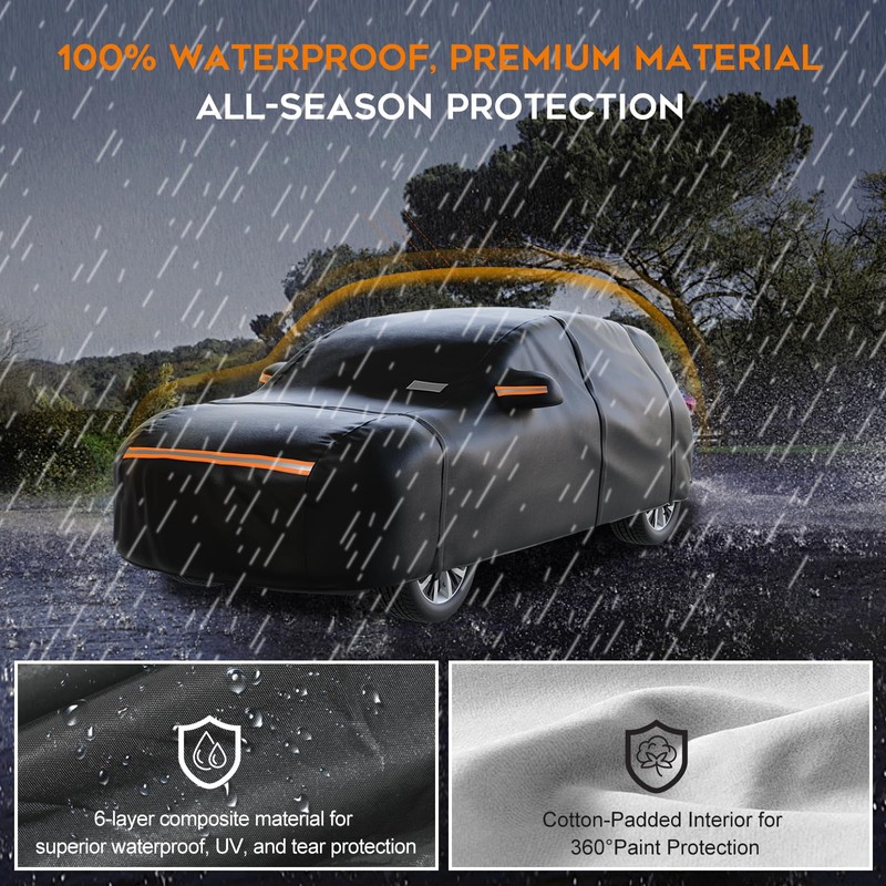 Heavy-Duty Waterproof SUV Car Cover: 6-Layer Protection from Rain, Snow,