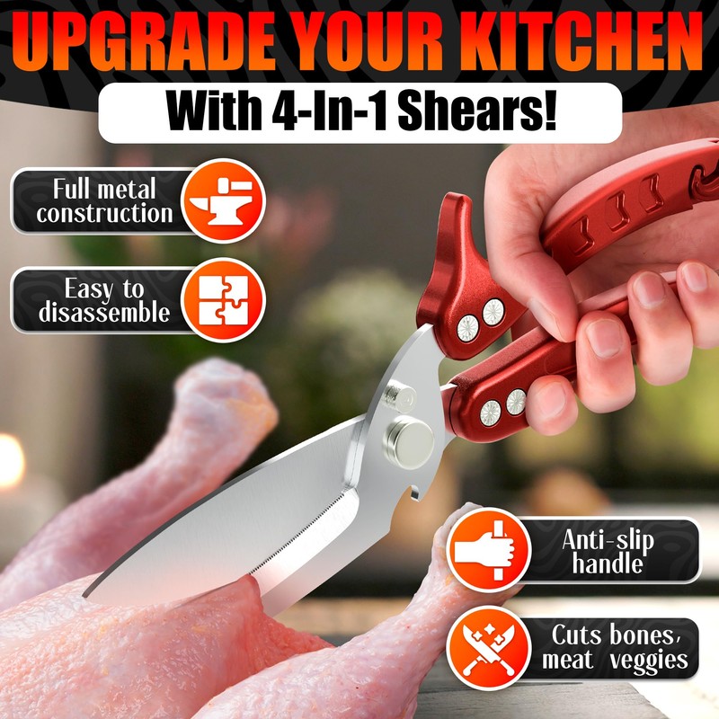 4-in-1 Kitchen Shears Heavy Duty – Sharp Seafood, Turkey Shears