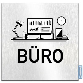 Türschilder24 Aluminium Dibond Door Sign 120 x 120 x 3 mm Office 100% Made in Germany (C: Büro 002)