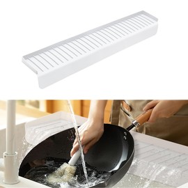 Sink Edge Protectors for Kitchen Single and Double Sink,Kitchen Sinks Splash Guard Can be Cut and Diy,Silicone Edge Protector Sinks With 5° Tilt (WHITE, 24IN)