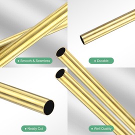 M METERXITY 2-Pack 300mm Brass Round Tube, 10mm OD 0.5mm Wall Thickness H65 Brass Seamless Tubing for Construction/Machining/DIY Crafting, Metal Straight Pipe [0.39x0.02x11.8IN]