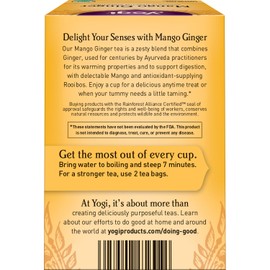 Yogi Tea - Mango Ginger (6 Pack) - Supports Healthy Digestion - 96 Tea Bags