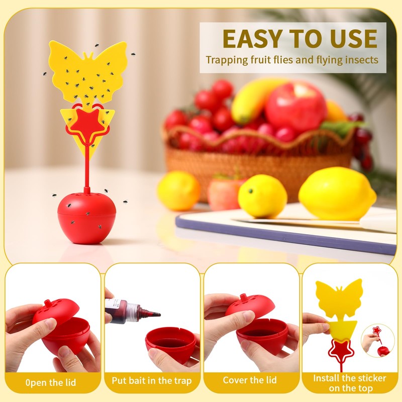 Qualirey 6 Pack Fruit Fly Trap for Indoors, Fruit Fly