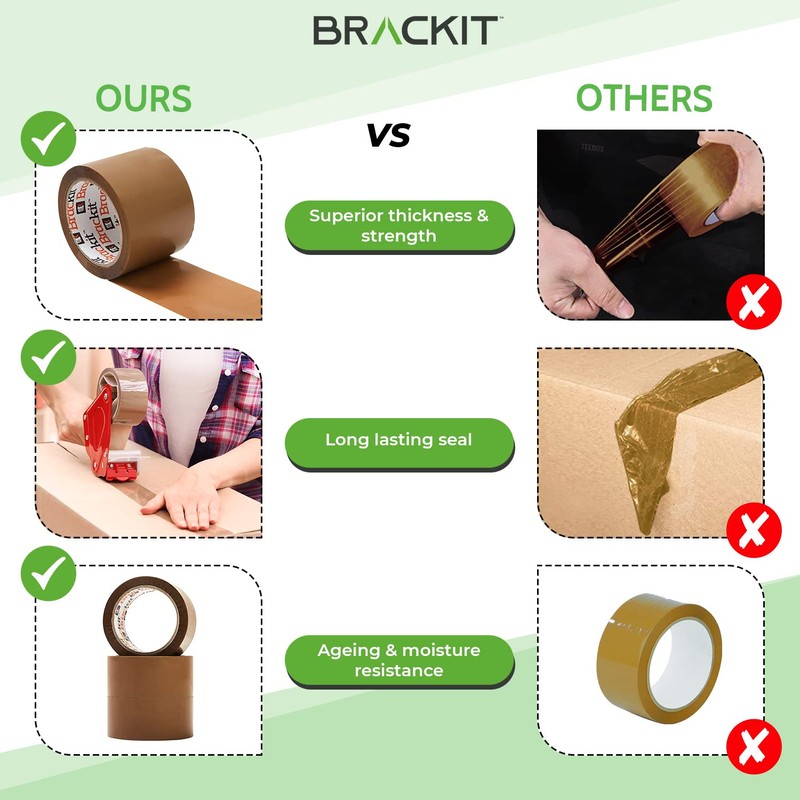 brackit Moving Tape Standard and Extra wide Brown Packing Tape,