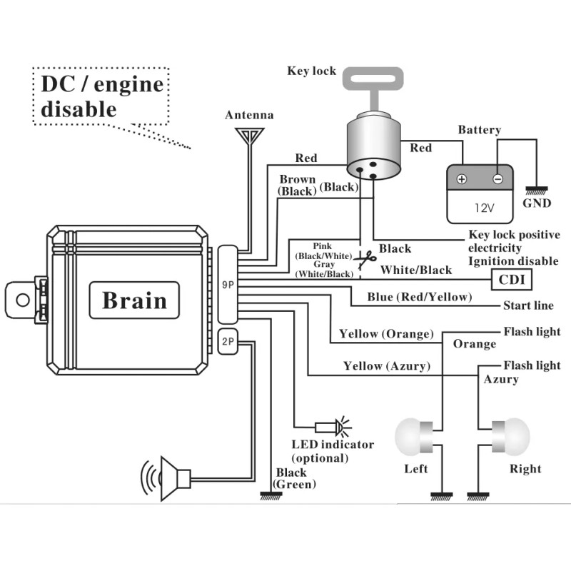 Sykik SRT208 Anti-theft Motorcycle Alarm System Key Fob Remote Start