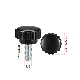 sourcing map M6 x 10mm Metric Male Thread Knurled Clamping Knobs Grip Thumb Screw on Type Hand Clamping Handle Bolt with Plastic Knobs Black 10 Pcs