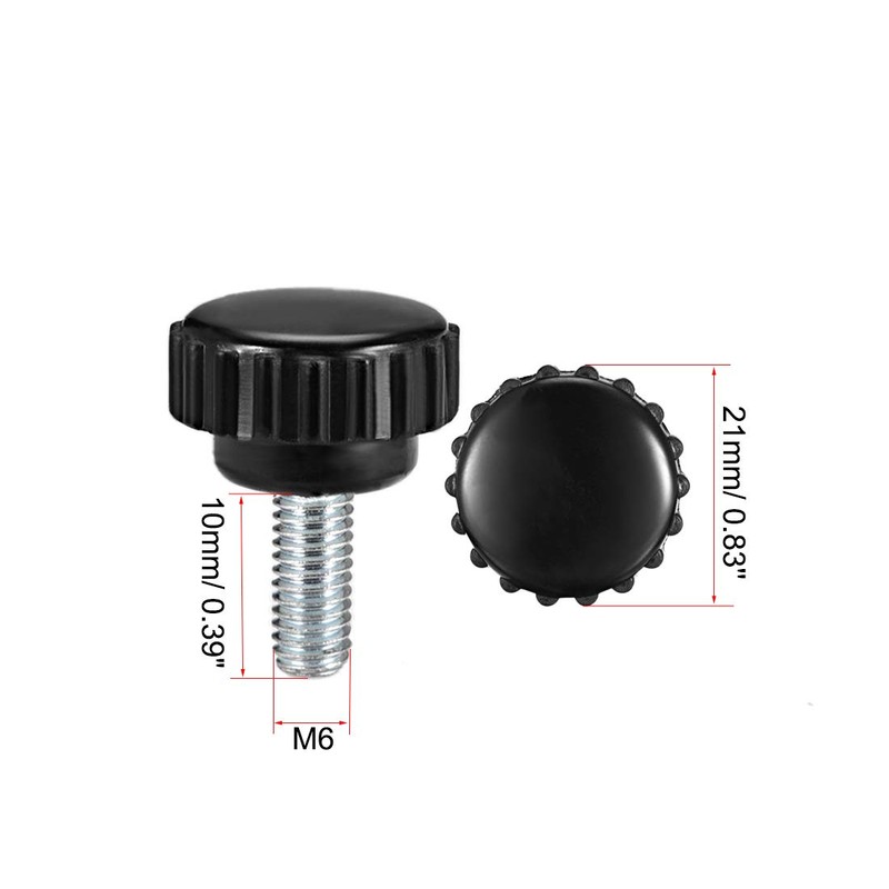 sourcing map M6 x 10mm Metric Male Thread Knurled Clamping