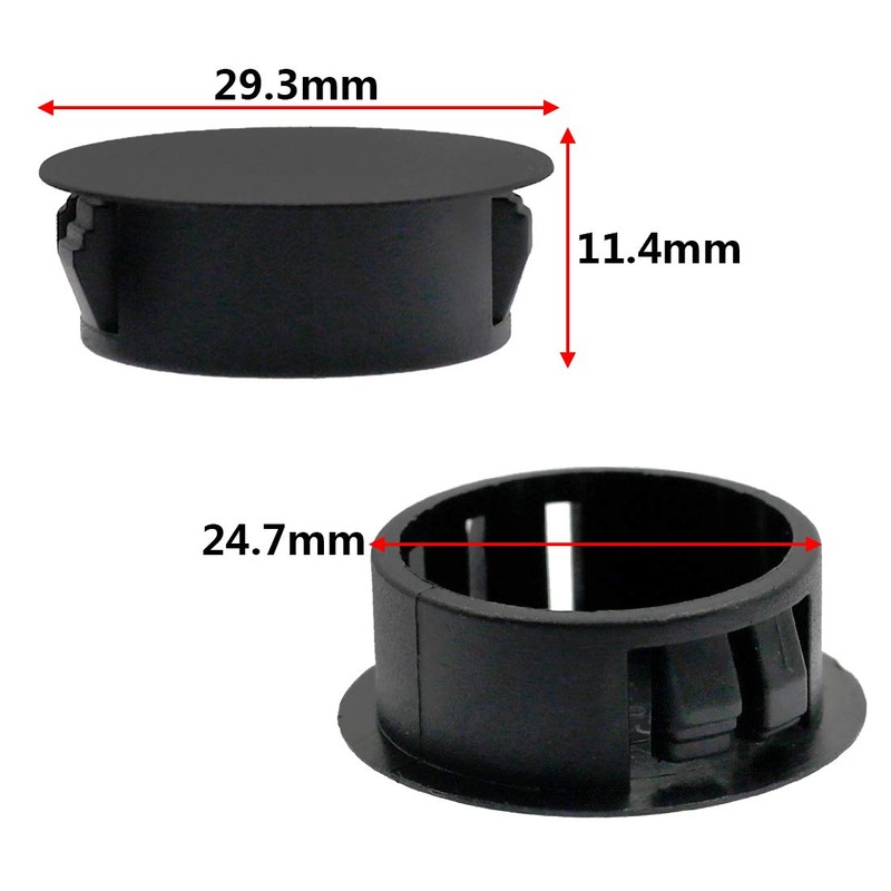 Qjaiune 1 Inch / 25mm Black Plastic Hole Plugs, Flush