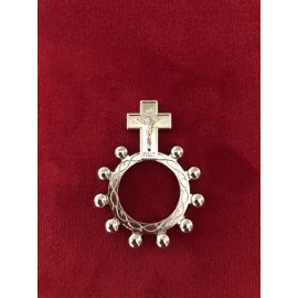Finger Rosary Ring Silver Made In Italy INRI Catholic Prayer Crucifix NEW