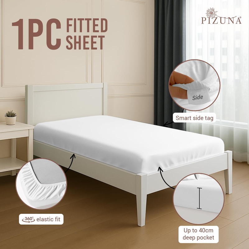 Pizuna Cotton King Single Fitted Sheet, 500 Thread Count 100%