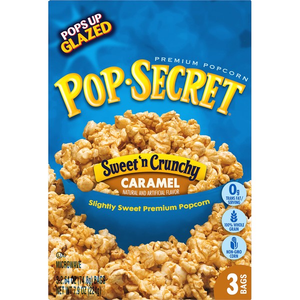 Pop Secret Popcorn, Sweet 'n Crunchy Caramel Microwave Popcorn, 2.64