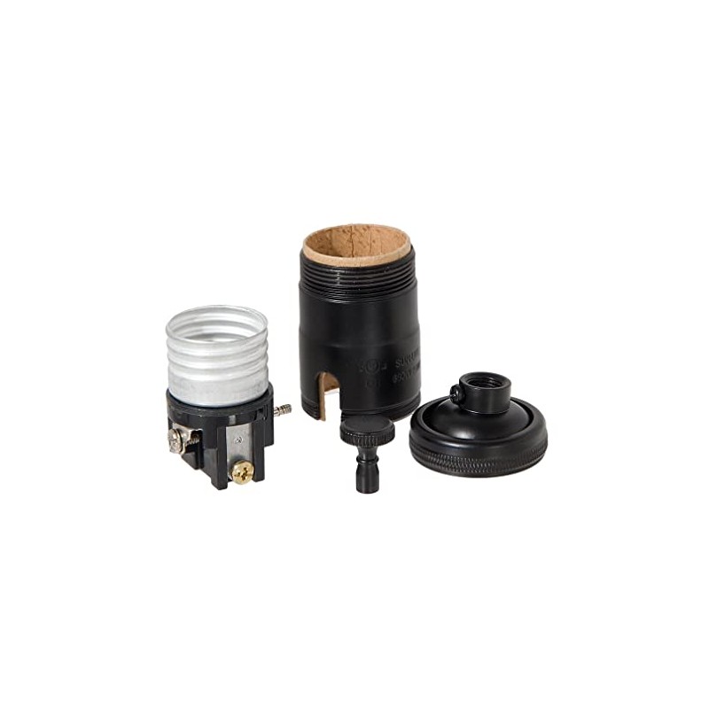 B&P Lamp® 3-Way Heavy Duty, Turned Brass Socket, Satin Black