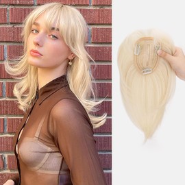 forfeels Hair Topper for Women, Extreme Platinum Synthetic Hair Toppers Bangs Hair Clip 360° 3D Cover Fake Clip in Bangs Hair Extensions, Hair Topper Hair Pieces for Women Daily, Parties
