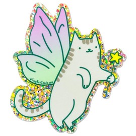 Fairy Cat Glitter Whimsical Vinyl Sticker