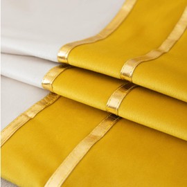 ZLINA Set of 2 Velvet Decorative Lumbar Pillow Covers Yellow White Patchwork with Gold Leather Pillow Covers 12 × 20 Inch Cushion Covers Decor Living Room Sofa Bedroom Car