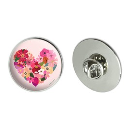 Love Flower Hearts Metal 1.1" Tie Tack Hat Lapel Pin Pinback