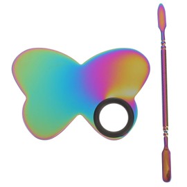 FOMIYES 1 Set Makeup Palette Transparent Makeup Pallet Color Mixing Plate Nail Art Mixing Tray Spatula Primer Nail Art Tools Rings Nail Pallet for Nail Art Blush Colorful Stainless Steel