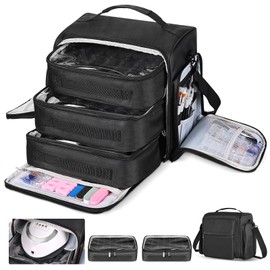 YUYAFN Nail Polish Organizer Holds 105 Bottles, Extra Large Capacity with 3 Removable, Pouches Portable Manicurist Travel Bag for Manicure Tools, Nail Lamp