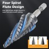 Aleric M35 Step Drill Bit Set, 3pcs 1/8"-7/8" Four Spiral