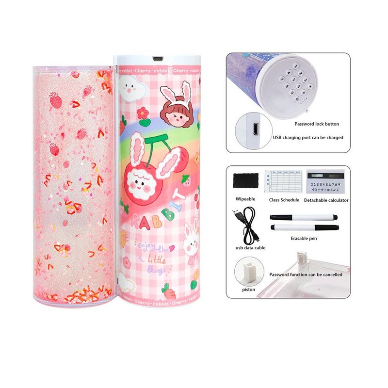Quicksand Pencil Box Magnetic Clasp Exquisite Intelligent Password Quicksand Pencil
