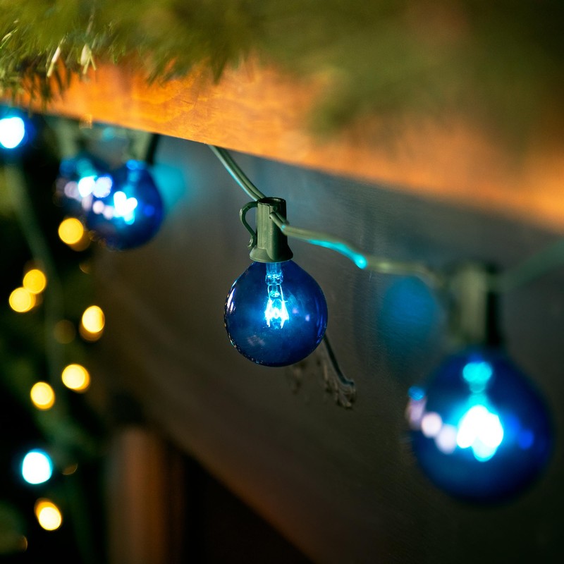 Northlight 10-Count Blue G50 Globe Christmas Patio Lights- 9ft, Green