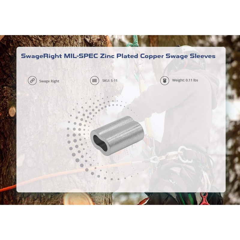 SwageRight MIL-SPEC Zinc Plated Copper Swage Sleeves Clip & Ferrules