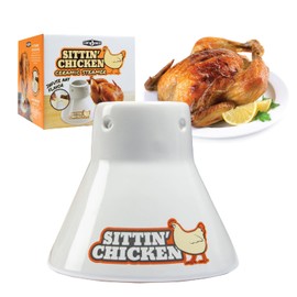 Sittin' Chicken Ceramic Beer Can Steamer & Roaster-Easily Infuse Marinade & Sauce Flavors Into Your Meat- Wide Ceramic Base for Oven or Grill Use- Durable & Reusable for Dinner Meal Prep & Parties