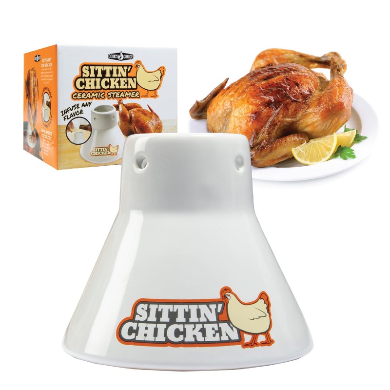 Sittin' Chicken Ceramic Beer Can Steamer & Roaster-Easily Infuse Marinade