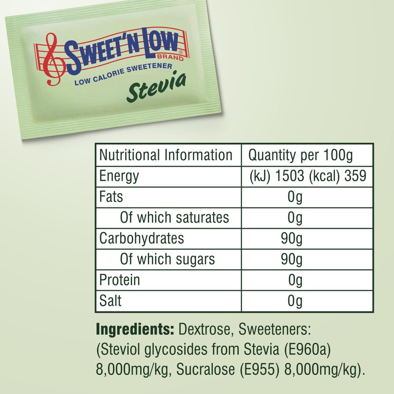 Sweet'N Low Stevia Zero Calorie Sweetener Sachets - 100 Pack