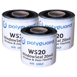 POLYGUARD WindowSeal Window Flashing Tape 6 inch x 100 feet, 20mil Thick. Waterproof, Self Adhering & Self Sealing. for Window and Door Frames