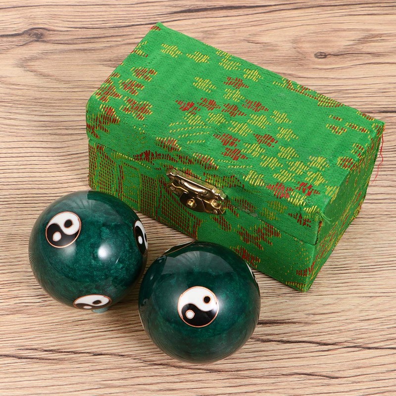 Healifty 1 Pair Jade Massage Balls Chinese Tai Chi Pattern
