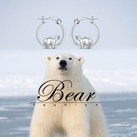 Mama Bear Earrings Sterling Silver Cute Animal Hoop Earrings Mama Bear Jewelry Gifts for Women Daughter Hypoallergenic