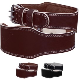 Mytra Fusion Weight Lifting Belt Leather Fitness Training Back Support 4" Wider (Brown, Large)
