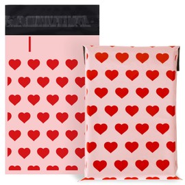 JarThenaAMCS 100Pcs Valentine's Day Poly Mailers 6 x 9 Inch Red Hearts Packaging Bags Waterproof Self Seal Mailing Envelope Bags for Small Business Boutique Clothing Document Gift