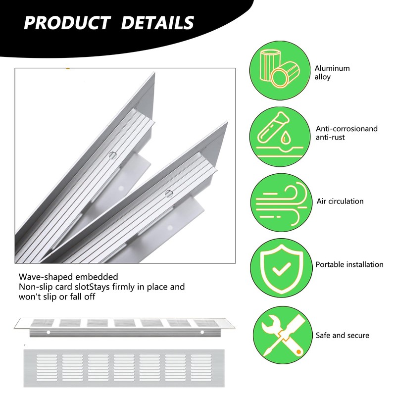 2 Pcs Kitchen Plinth Vent, 300 x 80 mm Radiator