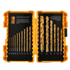 HUAZHICHUN Titanium Twist Drill Bits Set - 16 Pieces Premium 4341 HSS Titanium Hex Drill Bits for Wood, Plastic, Aluminum Alloy, Quick Change Design, 1/16-1/2 Inch