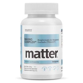 Matter Magno-Complex, Bisglicinato de Magnesio Quelado TRAACS y Óxido de Magnesio, Apoyo al Descanso Profundo y Relajación Muscular, 160 Cápsulas Vegetales