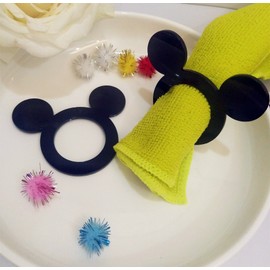 Mickey Napkin Rings,Set of 12PCS Cartoon Acrylic Black Napkin Rings,Wedding Party Decor, Birthday Party Table Decor