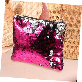 Healvian Fashion Sequined Cosmetic Bag for Women Durable Zipper Coin Purse and Handbag Stylish Storage for Keys Phone and Makeup for Parties and Everyday Use Rosy Silver